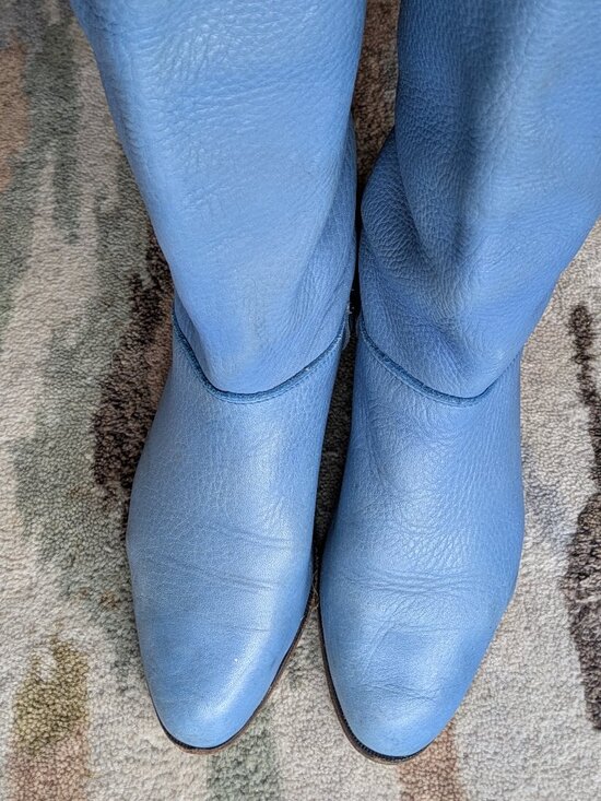 Roots Blue Leather Womens Boots Size USS37 - Picture 1 of 9